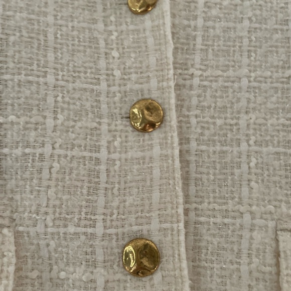NWT Zara Off‑White Tweed Jacket M – Gold Button Blazer Elegant‎ Chic - Picture 2 of 7